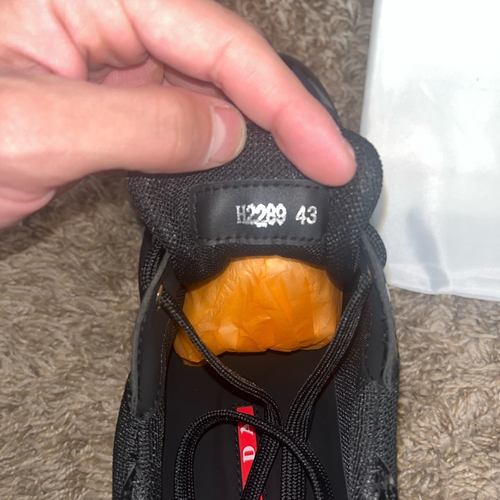 Prada Black Patent Leather & Mesh Sneakers with Red Logo Accent - Picture 8 of 8